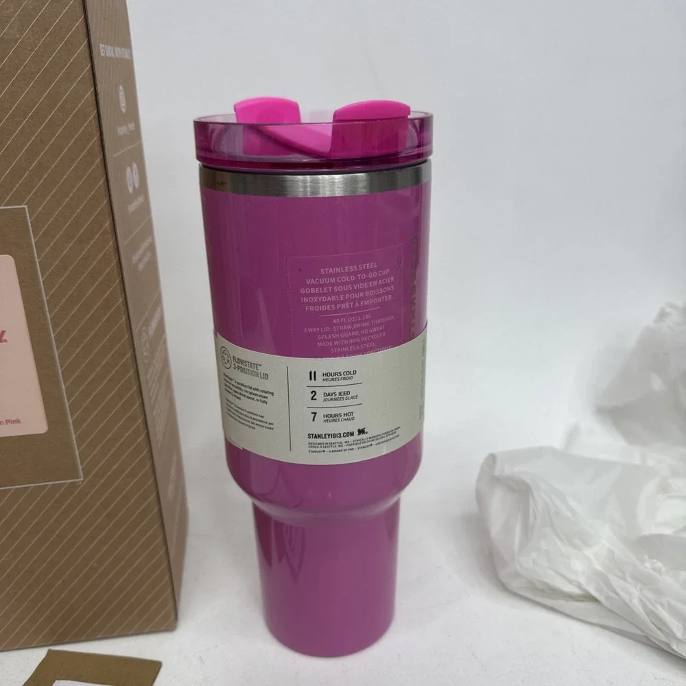 Stanley Starbucks Cherry Blossom Pink 40 oz The Flow State Tumbler Quencher New - Picture 5 of 11